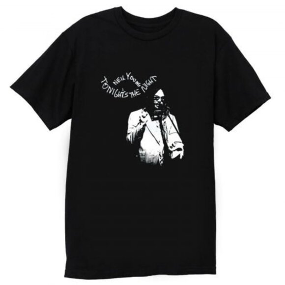 Neil Young Tonights The Night Album Cover Shirt Retro Music Graphic Band Tee - Picture 1 of 5